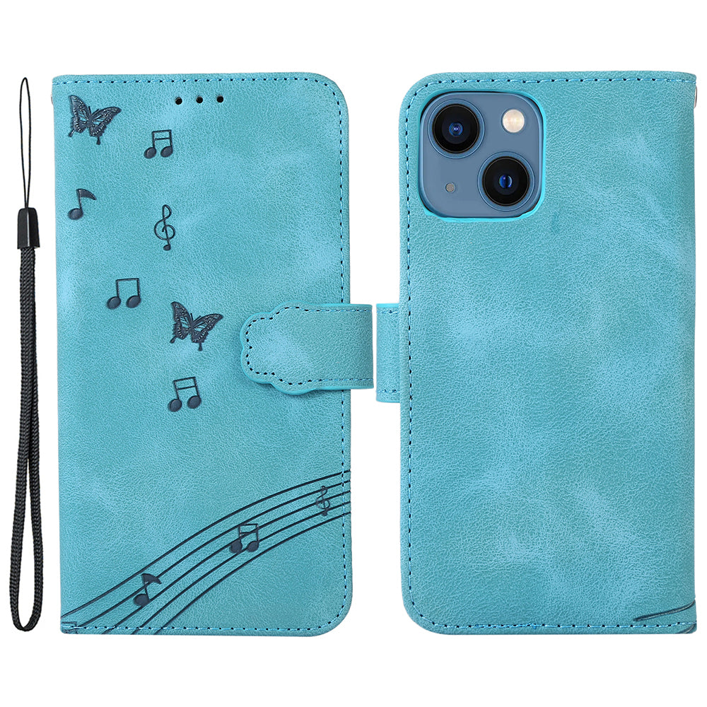 For iPhone 14 Plus PU Leather Phone Case Wallet Stand Cover with Imprinted Musical Notation Pattern For iPhone 14 Plus PU Leather Phone Case Wallet Stand Cover with Imprinted Musical Notation Pattern